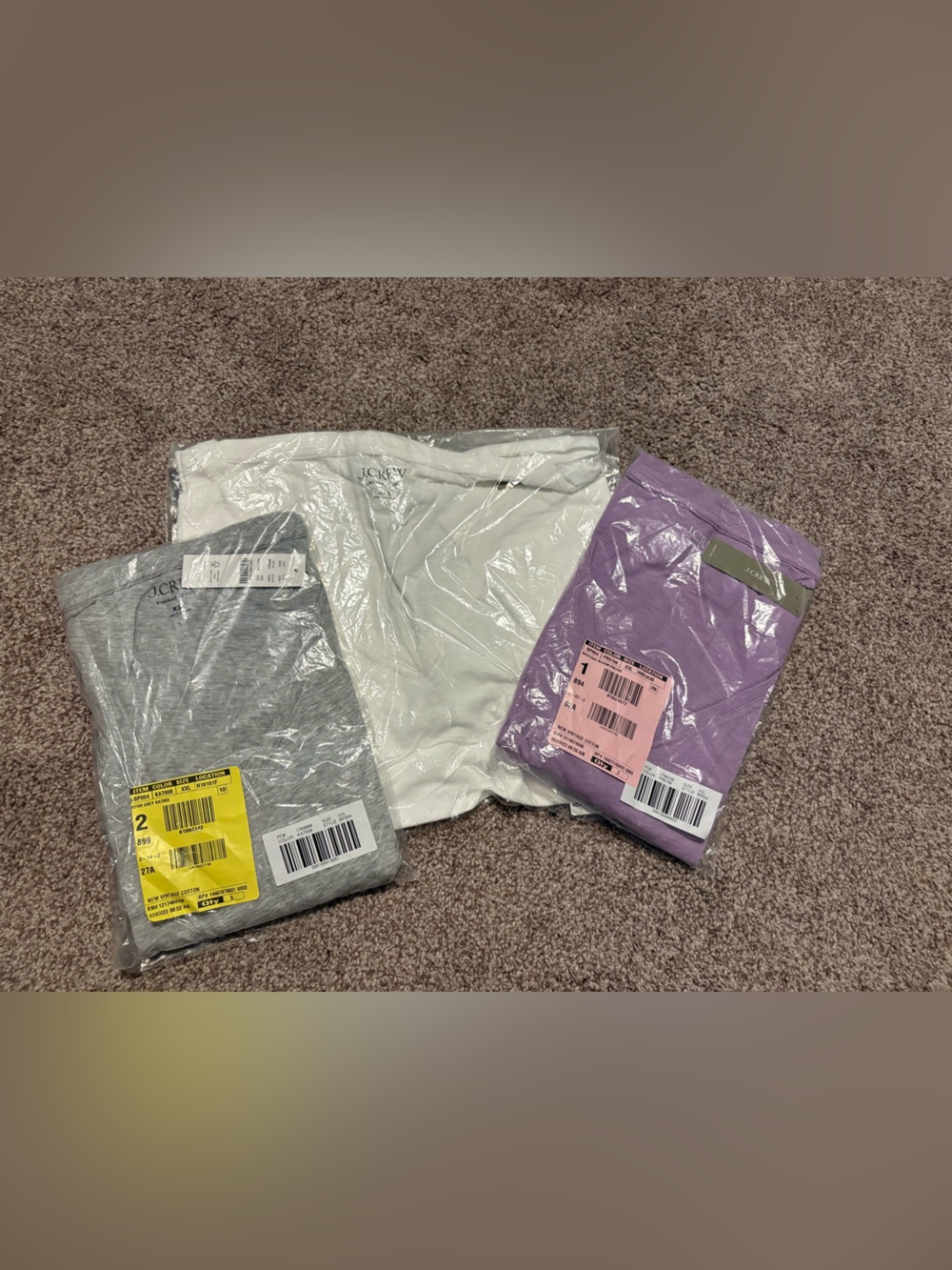 J.Crew Pack of Cotton Tees in Lavender, White, Gray
